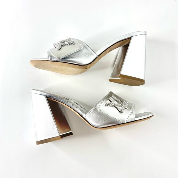 NEW Louis Vuitton Shake Crystal Embellished Metallic Calfskin LV Logo Mules 36 - Picture 3 of 10